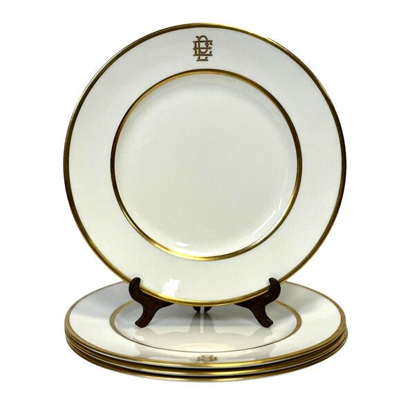 Charles R Lynde Boston Antique Gold Band 9" Luncheon/Dinner Plates-Set of 4 - Picture 1 of 6